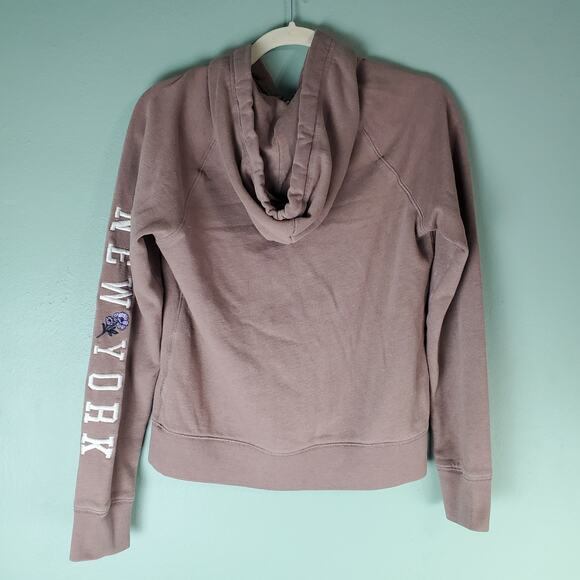 Aeropostale Womens Mocha Brown Zip Up Floral Embroidered Hoodie Size Medium - Picture 2 of 7